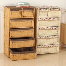 Handmade straw woven rattan bedside table overall Baby Baby Baby wardrobe chest chest drawer type storage cabinet