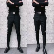 Autumn and winter spirit guy slim feet casual trousers Korean version of Joker plus velvet youth suit pants mens feet trousers