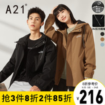 A21 autumn new mens loose hooded jacket 2021 Mens windbreaker black lovers womens clothes Black
