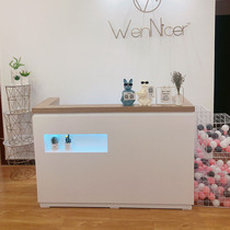 Cash register simple modern atmosphere clothing store front desk beauty shop bar table barbershop white counter reception desk