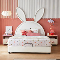 Lins wood childrens bed girl princess bed girl room Solid wood frame single net red rabbit bed furniture LS225