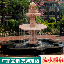 Stone Sculpture Feng Shui Ball Fountain Evening Red Garden Outdoor Natural Marble Courtyard Ball Small Eu Style Flowing Water Pool