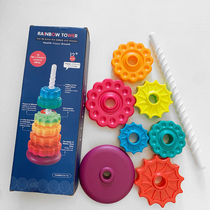 Large Rainbow Tower turning music for infants and young children fun rings stacked music 1-2-3 years old baby educational early education toys