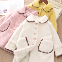 Girls Xiaoxiang medium long coat winter New Baby Cotton imitation mink velvet warm jacket Korean version of foreign gas