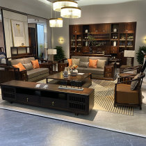 New Chinese solid wood sofa black gold wood Zen Chinese style villa living room atmosphere modern Chinese custom furniture