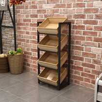 Fruit rack shelf display supermarket fruit and vegetable display cabinet Steel wood household kitchen locker Multi-layer fresh goods rack