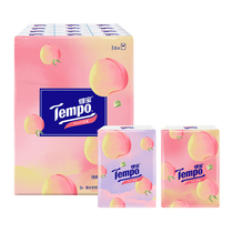 Tempo Debao handkerchief paper mini 4 layers of thick small paper towels 7*36 packs of shallow Peach a moment printed peach fragrance