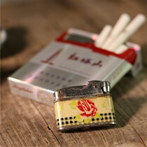 Republic of China antique old lighter red rose brand inflatable igniter nostalgic old collection elegant play