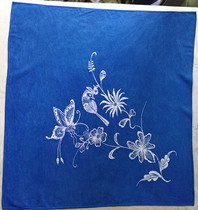 Guizhou Danzhai batik square towel custom cotton handmade isatidis plant dyed indigo blue dyed factory custom