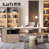 Rock board desk Modern light luxury corner computer desk chair Study Home writing desk Italian design sense desk