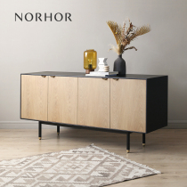 Imported Nordic Expression NORHOR Medieval Sweden PMA CLE Four-door Oak Black Frame Storage Dining Cabinet