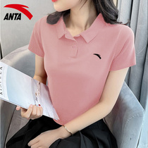 Anta short sleeve T-shirt female couple 2021 summer New loose size lapel collar quick-drying polo sports shirt men