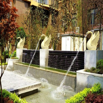 Artificial sandstone waterscape landscape fountain ornaments Swan traditional craft hand carved Villa decoration
