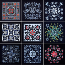 Miao handmade batik painting wall-mounted small square towel tablecloth 90x90cm Flowers birds fish and butterflies series hotel decorative paintings