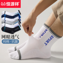 Hengyuanxiang mens mid-tube cotton stockings summer thin sports deodorant sweat-absorbing breathable stockings mens summer