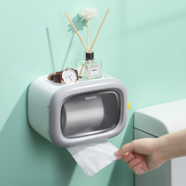 Toilet paper tissue box toilet paper box toilet paper roll holder non-perforated wall-mounted toilet paper holder box