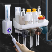 Toothbrush rack no hole mouthwash Cup brush Cup wall-mounted toilet wall-mounted storage box tooth cylinder set