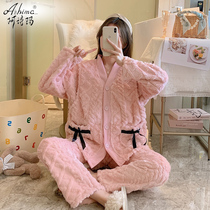 Coral Velvet Moon clothes winter postpartum 11 months thick plus velvet pregnant pajamas women autumn and winter women breast-feeding 12