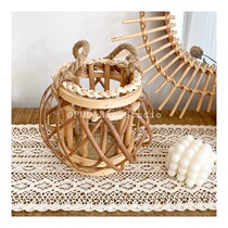ins hemp rope Wicker handmade flower basket portable lantern retro nostalgic home homestay coffee shop decoration