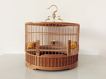 Fine old bamboo bamboo skin polished 64 red seed shellfish Indigo chin bamboo bird cage many provinces