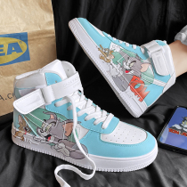 Cat and Mouse Cartoon Joint Shoes Men 2022 High Help Shoshoes aj Air Force One board Shoes Lovers Little White Shoes