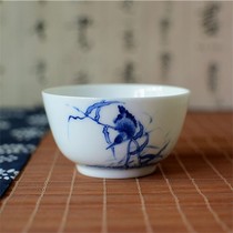 Jingdezhen handmade hand-painted blue and white white porcelain cup private cup tea cup flower bird