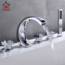 Nest bathtub faucet all copper household cylinder side sitting shower faucet hot and cold water shower five sets five holes