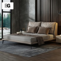 Top crown leather bed bedroom double bed 1 8 meters 1 5 modern Minimalist style soft back foreskin art bed Italian furniture