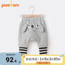 Bowieen infant large PP pants spring and autumn male and female baby plus suede cartoon long pants out for 100 lap pants