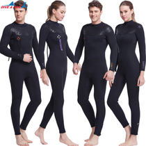 3mm thickened diving suit 5mm men's and women's winter swimming long sleeve one-piece bathing suit cold-proof warm snorkeling jellyfish suit surfing suit