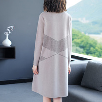 Temperament thin fashion knitted dress long autumn and winter large size loose belly thick bottled sweater skirt
