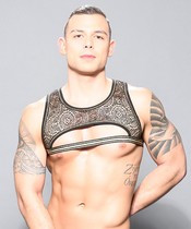 (Spot) AC Andrew Christian Golden City Lace Shoulder Strap 3197