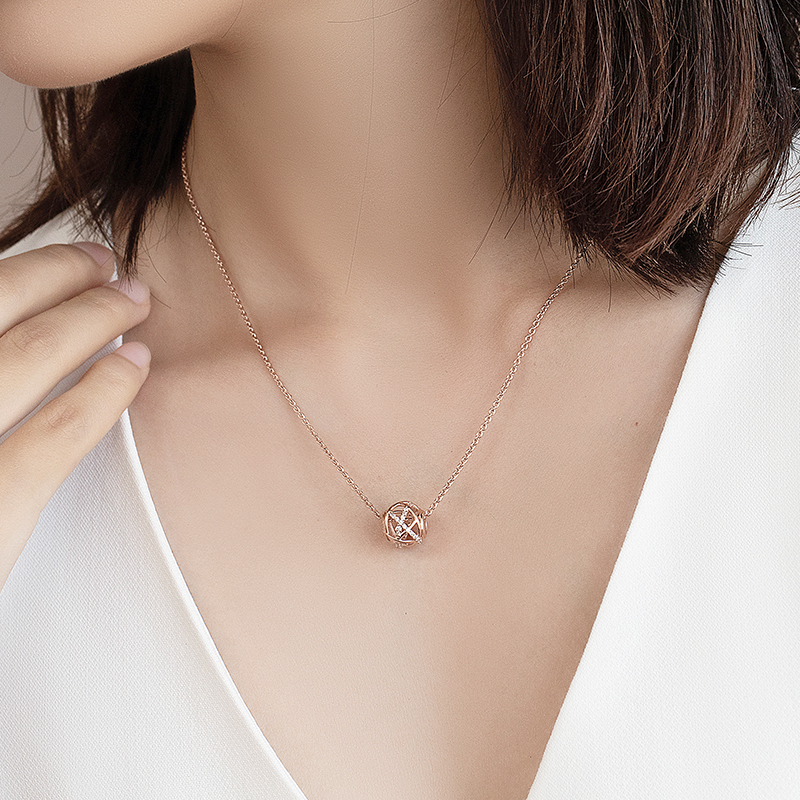 Spot Pandora official website PANDORA rose gold Galaxy hollow necklace womens suit ZT0128 sent girlfriend