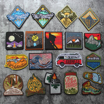 Real-time embroidery Velcro landscape outdoor armband Mountain River river star camping morale chapter DIY patch patch