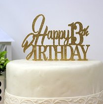 Gold All About Details Happy 13th Birthday Cake Top