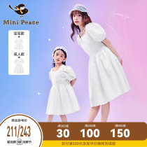 minipeace Taiping Bird Girl dress parent-child dress bubble sleeve children temperament square collar French princess dress