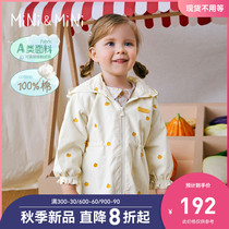 minipeace Taiping Bird childrens windbreaker female child suede coat Pumpkin Spring and Autumn hooded windbreaker