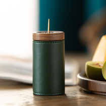 Toothpick box Household creative light luxury Nordic ins portable toothpick tube Portable mini custom solid wood toothpick jar