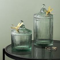 High-end light luxury glass candy jar Nordic storage storage jar jewelry box living room tea several with lid dried fruit box