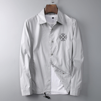 Fashion brand mens spring and summer thin jacket Glossy short trench coat Street top Mens slim lapel jacket