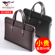 Seven Wolverine Briefcase Men Business Casual Large Capacity Mens Bag Genuine Leather Male Circumcised Bag Single Shoulder Bag Handbag