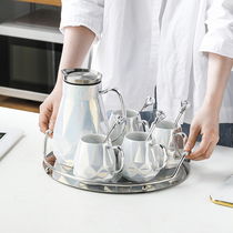 WUXIN Nordic tea set light luxury Cup household simple ceramic kettle creative tea cup set living room
