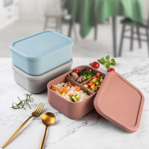 Silicone lunch box can be heated in the microwave oven lunch box office worker student special compartment lunch box box set