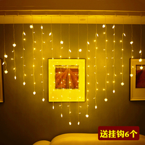 Heart-shaped LED lights Net Red Stars curtain lights string lights layout creative romantic surprise bedroom room decoration lights