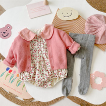 ins Korean version of female baby Autumn clothing conjoined baby ha clothes bag fart suit Princess Super foreign air coat Spring and Autumn Winter