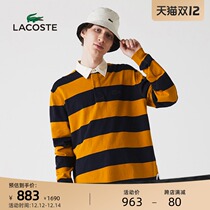 LACOSTE French crocodile men 21 new shoulder loose color striped long sleeve polo shirt men) KH0030