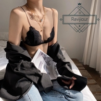 Japanese Ravijiour French lace underwear without steel ring thin breathable small breasts beautiful back button triangle cup bra