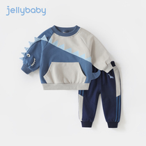 Boys autumn clothes small children Spring and Autumn boys autumn handsome plus velvet childrens clothing autumn one-year-old baby clothes