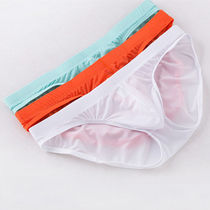 2 mens ice silk transparent briefs low waist sexy incognito panties Ultra-thin quick-drying tight summer tide youth