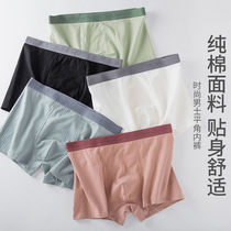 2-4 strips of pure cotton mens underwear No marks in the middle waist Youth trendy flat angle pants loose large size Fat Guy Four-corner Pants